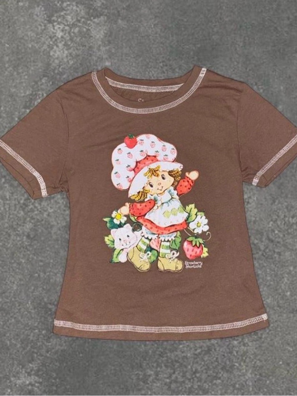 Strawberry Shortcake Brown Graphic Baby Tee